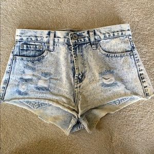 Acid wash cut off jean shorts